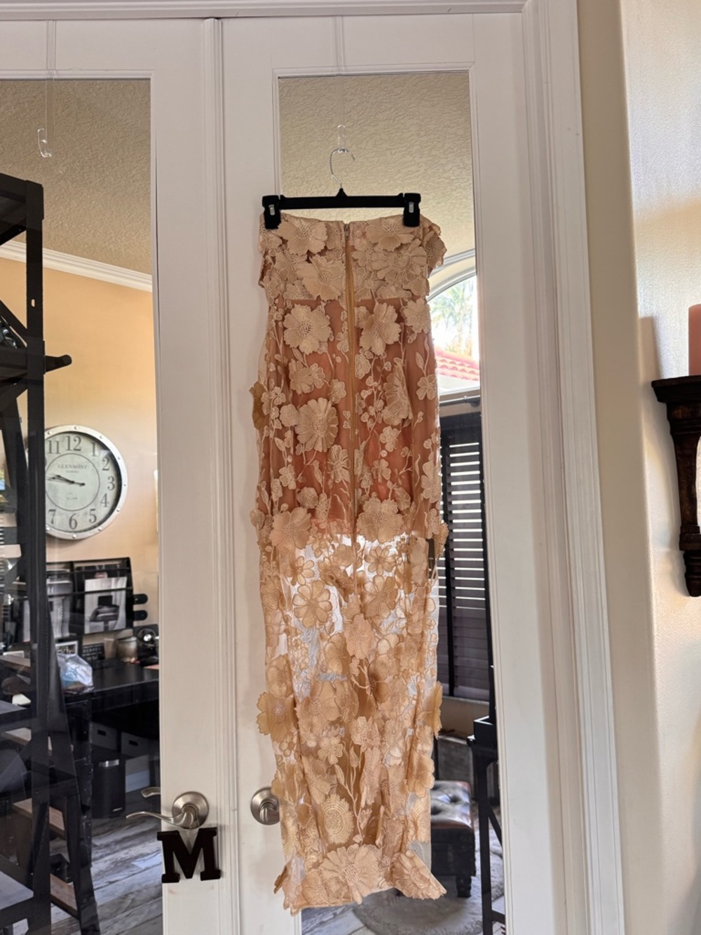 Strapless Floral Embroidered Maxi Jasmine Dress Gown in light Gold Bronx - Picture 4 of 10